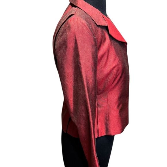 Akris Red Silk Cashmere Blend Tailored Blazer Swiss Luxury Minimalist Size 6 - Picture 3 of 12